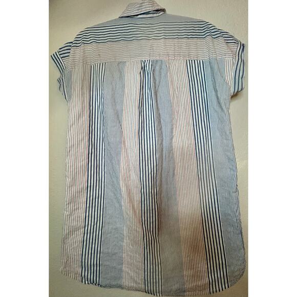 Madewell Central Shirtdress Rawley Stripe Tulum Blue Size Medium Excellent - Picture 10 of 11
